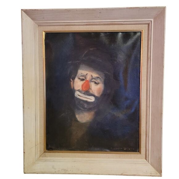 Hauntingly Beautiful Marjorie Blake Clown Painting – Large Framed Vintage Art - Picture 3 of 8